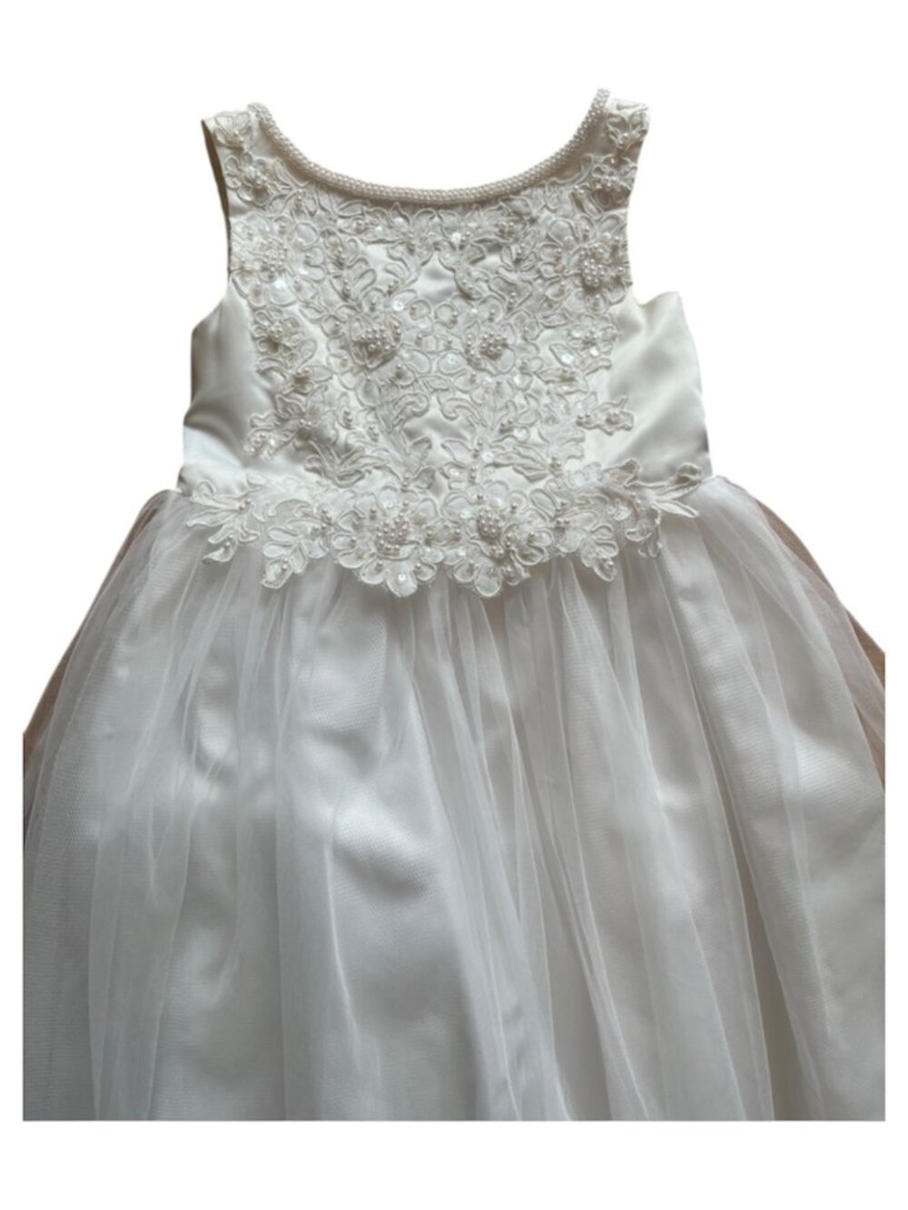 Y2K Lady Eleanor David's Bridal White Special Event Dress - Size Youth Girls 4 - Picture 5 of 6
